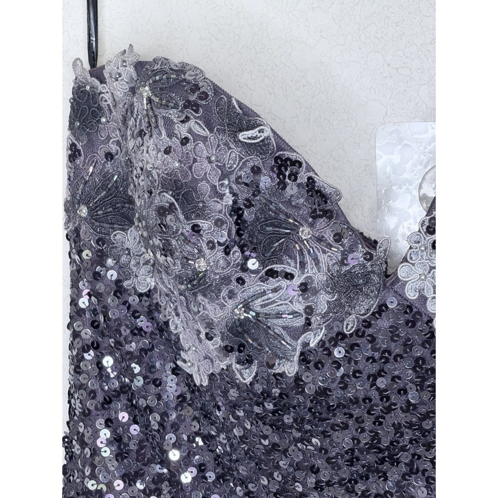 Jovani Strapless Sequin Mermaid Dress Size 2 Gunmetal Ombre Sweetheart Formal - Picture 6 of 16